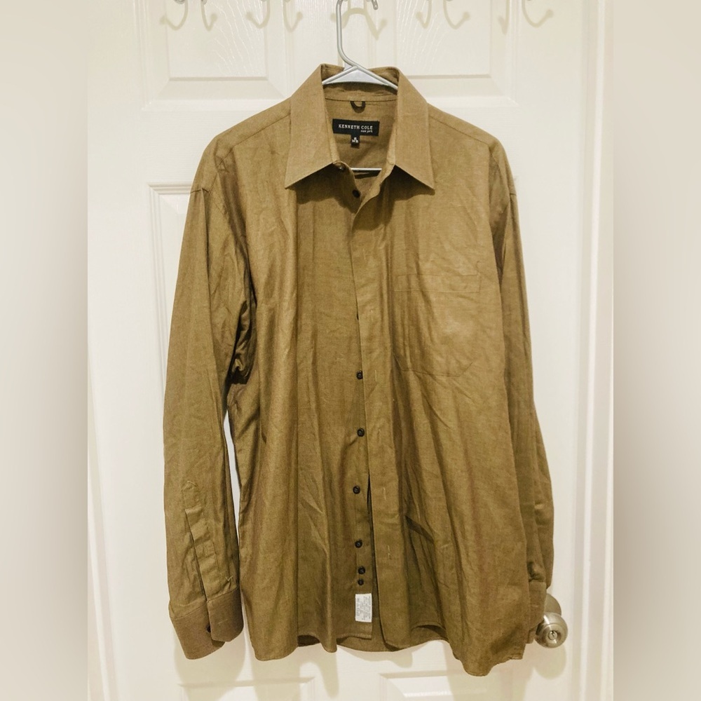 5for$10 EUC Kenneth Cole New York 16 34-35 Herringbone Long Sleeve Button-Up